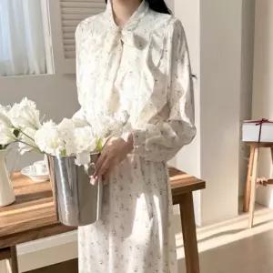 플라워원피스 봄 가을 쉬폰 프릴 데이트룩 하객룩 사무실