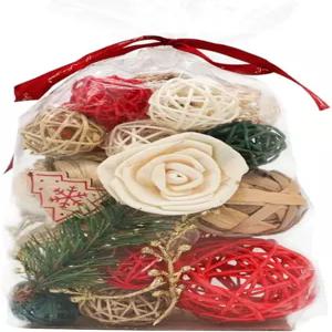 칭베이 리나 크리스마스 장식용 볼 빨간 필러 꽃병 위커 라탄 홈 데코 겨울 휴가용 오브 스피어스 직조