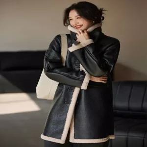 양가죽무스탕 램스킨 양가죽 시어링 자켓 롱 리얼 점퍼 하이넥 뽀글이 퍼 양털 메리노 양모