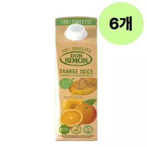 돈시몬 착즙 주스 오렌지 과즙 음료 팩 간식 1L 6개