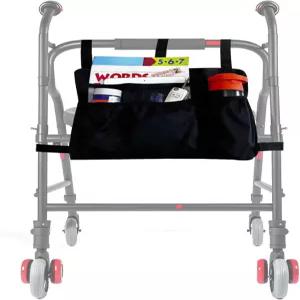 컵 홀더와 방수 보관이 가능한 다오르파 워커 백 바구니 - 노인 휠체어 롤러 접이식 워커를 위한 조절 정리
