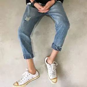 [셀러에이드]남자 데일리 코디 흑청 블랙 데님 팬츠 청바지 패션