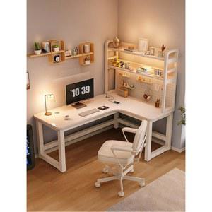 코너형 책상 기역자 1400 데스크 화이트 책장 왼쪽 1200