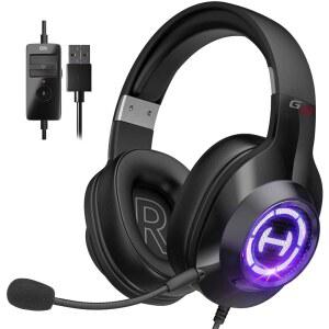Edifier G2II 게이밍 헤드셋 PC PS4 USB 유선 헤드폰, 7.1 서라운드 사운드, 노이즈 캔슬링 마이크 및 RGB 라이트 50mm 드라이버, 맥 데스크탑 PC와 호환, 블랙