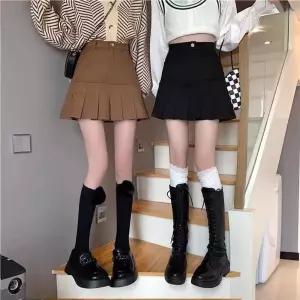 손오공 여친 스커트 데님 스쿨핏 하이웨스트 청데님 A라인 주름 슬림핏 데일리룩 빅사이즈 KUK1