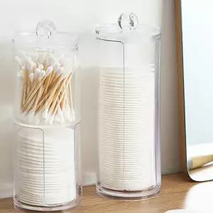 화장품정리함 아크릴 화장솜케이스 투명 원형 면봉 보관함 수납함 1P