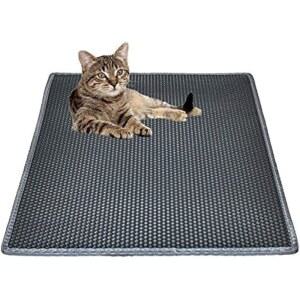 Bulkniu 고양이 배변 상자 매트: 바닥용 이지 클린 매트, 스크래치 귀여운 패드 (61 x 76.2cm(24 30인치)-그레이-1)