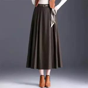 피콜로 치마 롱 가을 여친 데일리룩 플리츠 빅사이즈 슬림핏 정장 A라인 KUK3