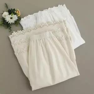 피콜로 치마 여성용 봄 빈티지 데일리룩 플리츠 허리 밴딩 레이스 A라인 KUK1