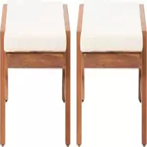 쿠션이 있는 테메큘라 아웃도어 오스만 (2개 세트) - 아카시아 우드 브라운/크림