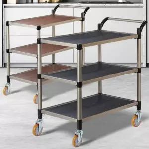 써빙카트 와인바퀴 특대 3단 주방트롤리웨건 월넛우드