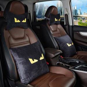 킥 매트 차량용 시트 허리받이 실내용 목베개 세트 쿠션 자수정형 4종 1쌍 자동차