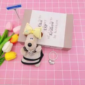 진주 하트 꾸미기 인형 목걸이 인형 모루