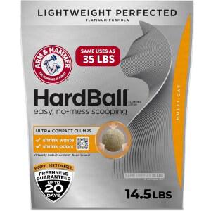 ARM & Hammer Hardball 경량 플래티넘 멀티 캣 클럼핑 고양이 배변 냄새 제어, 지저분해지지 않는 스쿠핑, 가든 블룸 향, 6.6kg(15파운드)