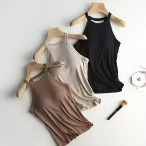 [싸더라] 브라 내장 일체형 민소매 나시 패드 일체형 브라탑 요가 필라테스 운동복