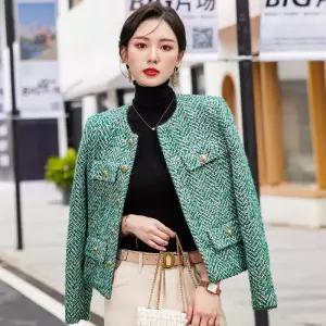 여자 신상자켓 체크 쇼트 라운드 정장 코트 가을겨울 캐주얼 상의 심쿵