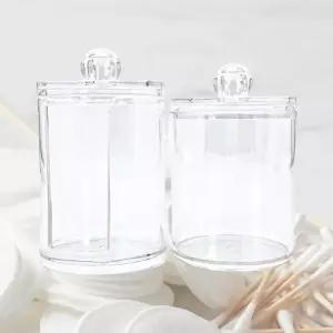 화장솜 케이스 면봉 보관함 투명 아크릴 원형 (싱글 레이어)