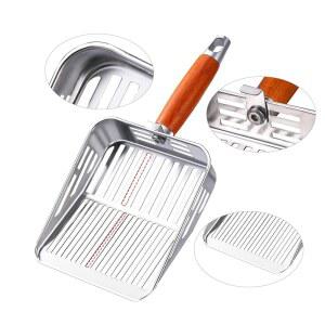 TabifurKitc 녹 방지 및 깨지지 않는 304 스테인리스 스틸 금속 고양이 배변 스쿱, 용접이 없는 일체형 프레스 디자인, 쉬운 바닥 스쿠핑, 강화된 파손 손잡이