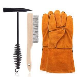 스핏 4Pcs 10인치 스크래치 와이어 브러시 용접 해머 슬래그 제거 도구(용접 장갑 포함), 치핑 해머(스틸 코일 스프링 핸들 포함) 청소용