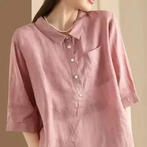 EAMT 여사친 빈티지 무지데님 셔츠 더블 모시 칼라 EUNG5