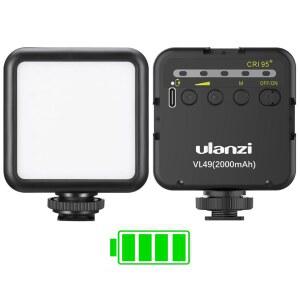 ULANZI VL49 2000mAh LED 비디오 라이트, 3 콜드 슈, 충전식 소프트 라이트 패널, DJI OSMO 소니 DSLR 캐논 카메라 GoPro 브이로그용 휴대용 사진 조명