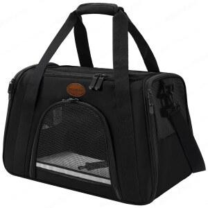 중형 소형 고양이 강아지를 위한 로즈비비 캐리어 반려견 반려동물 최대 15파운드, TSA 항공사 승인 소형견 소프트사이드, 접이식 여행용 강아지 캐리어(블랙, 중형)