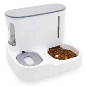 캐슨 오토매틱 2 in 1 고양이 급식기 및 물 디스펜서, 실내 실외 고양이를 위한 그래비티 사료 반려동물 급식기(그레이)