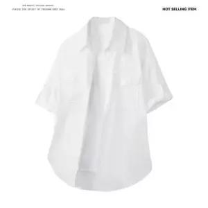 키체샵 캐주얼 남성용 솔리드 셔츠 상의 빅사이즈 얇은 7부 HO1