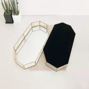 골드 화장대정리 트레이 L사이즈 좌식화장대정리함 골드팔각트레이 팔각거울