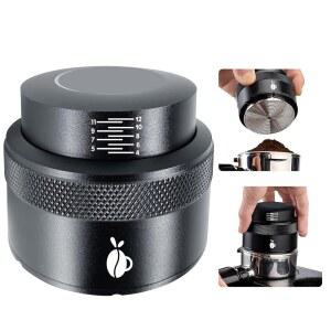 캐러타임 에스프레소 탬퍼 51mm, 보정된 스프링 로드가 있는 조절 가능한 깊이 커피 탬퍼, 304 스테인리스 스틸 팜 도구, 51mm 포터필터 바구니(블랙)에 맞습니다