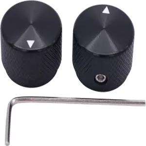 6mm 직경 축 볼륨 조절 오디오 기타 스위치 20mm x 15.5mm용 Taiss 2pcs 블랙 알루미늄 로터리 전자 제어