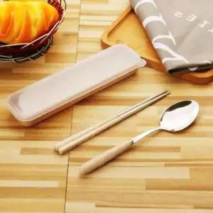 심플라인 휴대용 수저 2세트아이보리 스텐수저세트