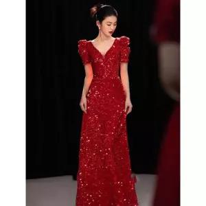 연말파티드레스 레드드레스 피로연 파티 레드원피스 드레스