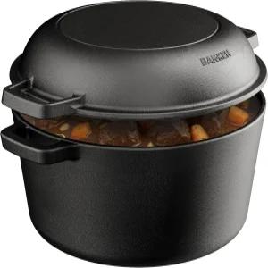 프라이팬 뚜껑이 있는 바켄 2-in-1 주철 더치 오븐 냄비 빵 굽기 로스팅 및 캠프파이어 요리를 위한 5QT