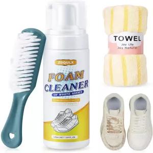 ZDQULX 신발 클리너 흰색 - 브러시와 수건으로 가죽 부츠 7.04온스를 청소하는 폼 스니커즈 클리닝