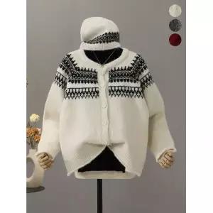 모노시크 앤디드 노르딕 니트 가디건 + 비니 세트_MNKT273