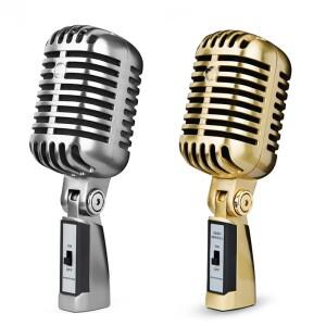 골드 유선 다이나믹 클래식 레트로 XLR 마이크 실버