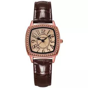 스타일리쉬 레트로 가죽 다이얼 엣지 여성 손목 시계 ipl8+4dsj