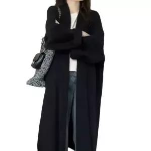 블랙 롱 니트 여성 아우터 코트 롱가디건 봄가을 가디건 OP3