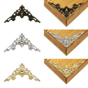 골동품 황동 은빛 보석 상자 와인 나무케이스 책 스크랩북 사진 앨범 코너 장식 보호대 가슴 선물 24x