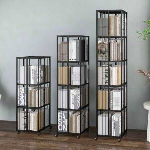 인테리어 철제 회전 책꽂이 책장 틈새 북선반 이동식 북타워 거실