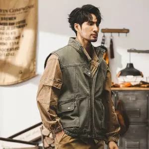 빈티지 가을 남성 데일리룩 조끼 헤비 카고 코트 야상 전술 촬영 점퍼 인기3