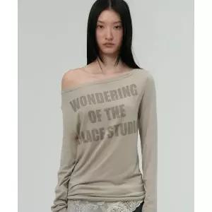 PLACE STUDIO 플레이스 스튜디오 오버핏 시스루 오프숄더 프린팅 롱슬리브 티셔츠 _ 2COLOR 741528