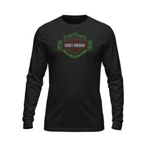 할리 데이비슨 밀리터리, 커스텀 밀리터리 투어, 조명이 달린 크리스마스 화환, 긴 소매