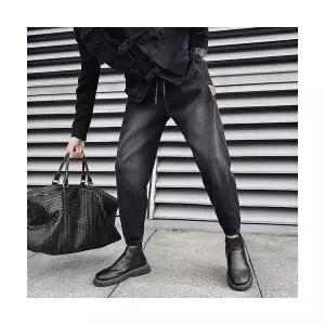 바지 검정 남자 캐주얼 봄가을 배기 청바지 일자핏 조거 스키니진 OP3
