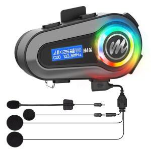 1인용), 헤드폰 H4M( BT5.3 EQ 스테레오 라디오 보조 사용 모만 방수 음성 6 스피커 화면 LCD 헬멧 및 하이파이 헤드셋, 기능 포함 FM AI 모터사이클 사운드 IPX6