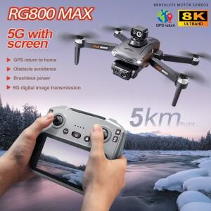 RG800 Max GPS 드론 8K 전문가용 HD 듀얼 카메라 5KM 사진 촬영 5G 브러시리스 FPV 접이식 대형 화면 RC