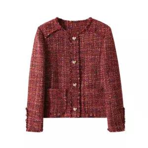 픽호샵 여사친 울 봄 코트 홀리데이 핸드메이드 트위드 선셋 로즈 키작녀 꾹1