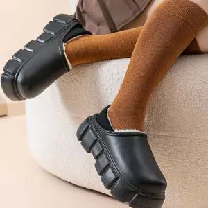 여성 겨울 털슬리퍼 기모안감 통굽 털슬립온 키높이 hhi6+3ZVe