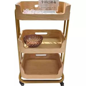 나무 트롤리 미용실 50x38x80 우드 왜건 카트 서빙 원목 웨건